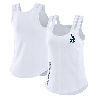 Women's WEAR by Erin Andrews White Los Angeles Dodgers Contrast Stitch Tank Top