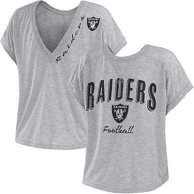 Women's WEAR by Erin Andrews Heather Gray Las Vegas Raiders Reversible T-Shirt