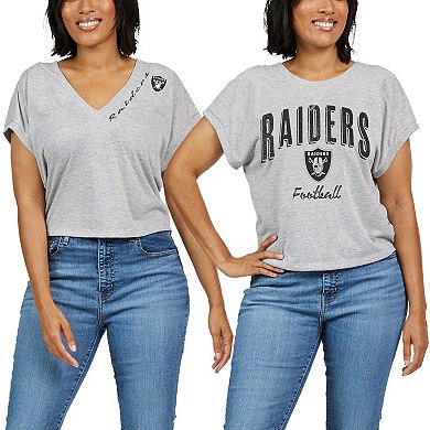 Women's WEAR by Erin Andrews Heather Gray Las Vegas Raiders Reversible T-Shirt