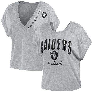 Women's WEAR by Erin Andrews Heather Gray Las Vegas Raiders Reversible T-Shirt