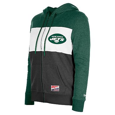 Women's New Era Green New York Jets Color-Block Full-Zip Hoodie