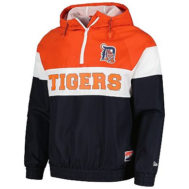 Men's New Era Navy Detroit Tigers Ripstop Raglan Quarter-Zip Hoodie Windbreaker Jacket