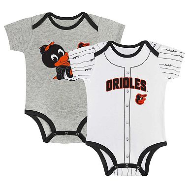 Newborn & Infant Gray/White Baltimore Orioles Two-Pack Play Ball Bodysuit Set