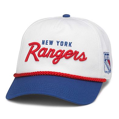 Men's American Needle White/Blue New York Rangers Roscoe Washed Twill Adjustable Hat