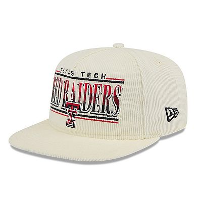 Men's New Era White Texas Tech Red Raiders Throwback Golfer Corduroy Snapback Hat