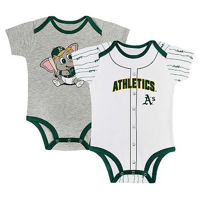 Newborn & Infant Gray/White Oakland Athletics Two-Pack Play Ball Bodysuit Set