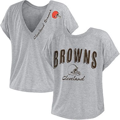 Women's WEAR by Erin Andrews Heather Gray Cleveland Browns Reversible T-Shirt