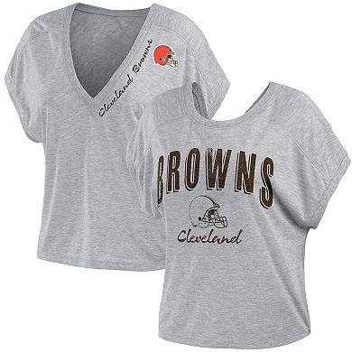 Women's WEAR by Erin Andrews Heather Gray Cleveland Browns Reversible T-Shirt