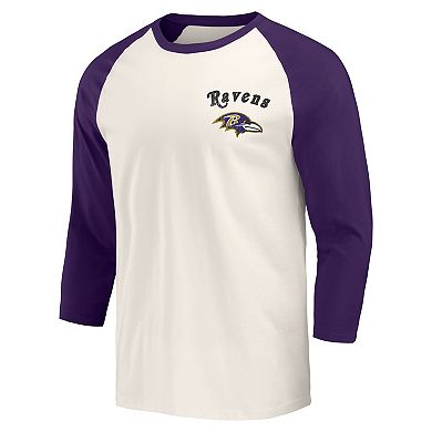 Men's Darius Rucker Collection by Fanatics Purple/White Baltimore Ravens Raglan 3/4 Sleeve T-Shirt