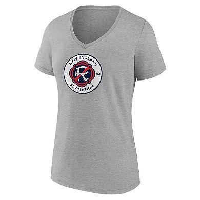 Women's Fanatics Steel New England Revolution Evergreen Logo V-Neck T-Shirt