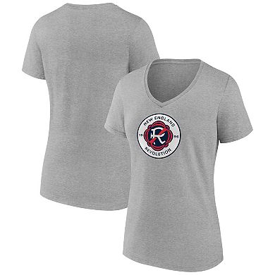 Women's Fanatics Steel New England Revolution Evergreen Logo V-Neck T-Shirt