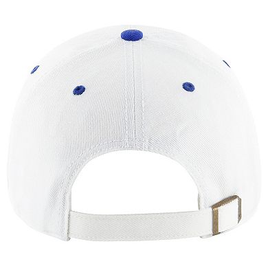 Men's '47 White/Royal New York Giants Double Header Diamond Clean Up Adjustable Hat
