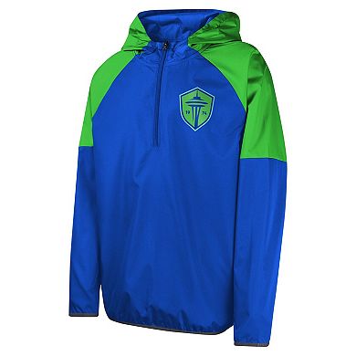 Youth Blue Seattle Sounders FC Unstoppable 1/2-Zip Hoodie Jacket