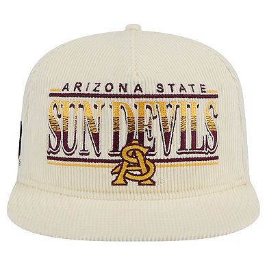 Men's New Era White Arizona State Sun Devils Throwback Golfer Corduroy Snapback Hat