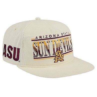 Men's New Era White Arizona State Sun Devils Throwback Golfer Corduroy Snapback Hat