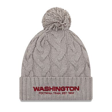 Women's New Era Gray Washington Football Team Swift Cable Cuffed Knit Hat with Pom