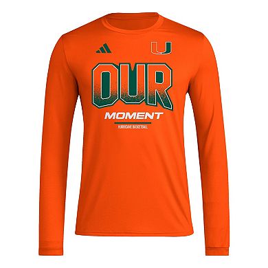 Unisex adidas  Orange Miami Hurricanes 2024 On-Court Bench Our Moment Long Sleeve T-Shirt