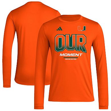 Unisex adidas  Orange Miami Hurricanes 2024 On-Court Bench Our Moment Long Sleeve T-Shirt
