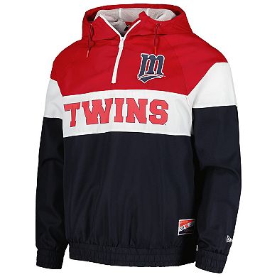 Men's New Era Navy Minnesota Twins Ripstop Raglan Quarter-Zip Hoodie Windbreaker Jacket