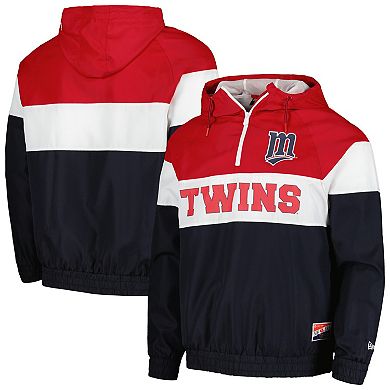 Men's New Era Navy Minnesota Twins Ripstop Raglan Quarter-Zip Hoodie Windbreaker Jacket