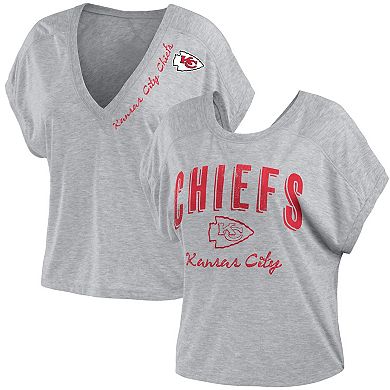 Women's WEAR by Erin Andrews Heather Gray Kansas City Chiefs Reversible T-Shirt