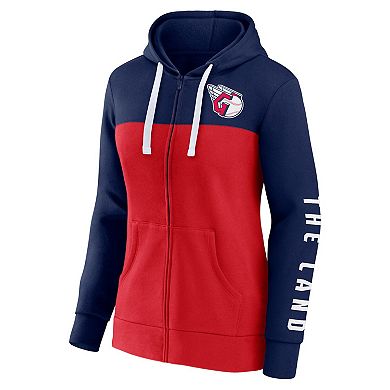 Women's Fanatics Branded Navy/Red Cleveland Guardians Take The Field Colorblocked Hoodie Full-Zip Jacket