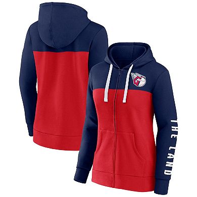 Women's Fanatics Branded Navy/Red Cleveland Guardians Take The Field Colorblocked Hoodie Full-Zip Jacket