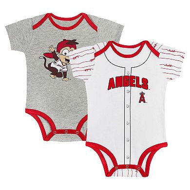 Newborn & Infant Gray/White Los Angeles Angels Two-Pack Play Ball Bodysuit Set