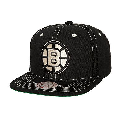 Men's Mitchell & Ness Black Boston Bruins Energy Contrast Natural Snapback Hat