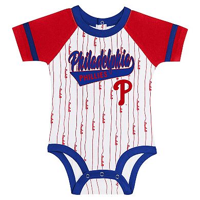 Newborn & Infant White Philadelphia Phillies Base Hitter Bodysuit, Bib & Bootie Set