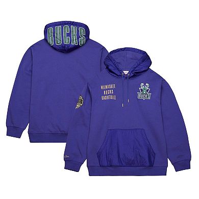 Men's Mitchell & Ness Purple Milwaukee Bucks  Team OG 2.0 Vintage Logo Fleece Pullover Hoodie