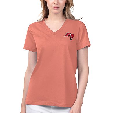 Women's Margaritaville Coral Tampa Bay Buccaneers Game Time V-Neck T-Shirt