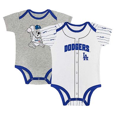 Newborn & Infant Gray/White Los Angeles Dodgers Two-Pack Play Ball Bodysuit Set