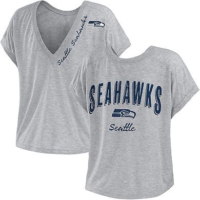 Women's WEAR by Erin Andrews Heather Gray Seattle Seahawks Reversible T-Shirt