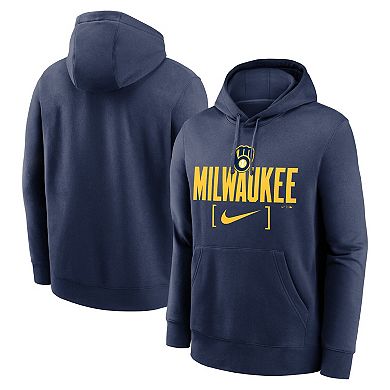 Men's Nike Navy Milwaukee Brewers Club Slack Pullover Hoodie