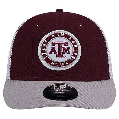 Men's New Era Maroon Texas A&M Aggies Throwback Circle Patch 9FIFTY Trucker Snapback Hat