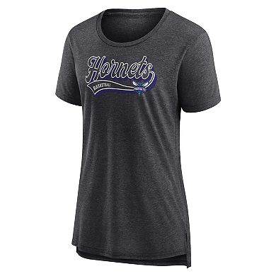 Women's Fanatics Branded Heather Charcoal Charlotte Hornets League Leader Tri-Blend T-Shirt