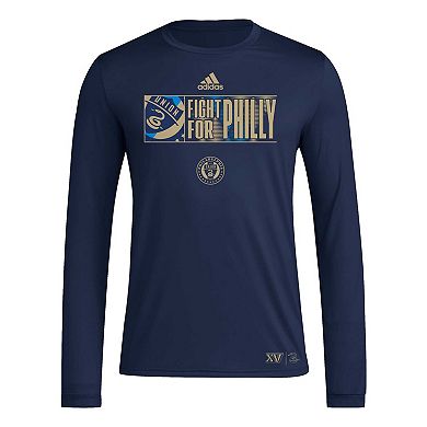 Men's adidas Navy Philadelphia Union 2024 Jersey Hook AEROREADY Long Sleeve T-Shirt
