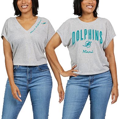 Women's WEAR by Erin Andrews Heather Gray Miami Dolphins Reversible T-Shirt