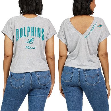 Women's WEAR by Erin Andrews Heather Gray Miami Dolphins Reversible T-Shirt