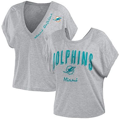 Women's WEAR by Erin Andrews Heather Gray Miami Dolphins Reversible T-Shirt