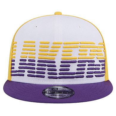 Men's New Era White/Purple Los Angeles Lakers Throwback Gradient Tech Font 9FIFTY Snapback Hat