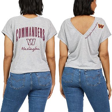 Women's WEAR by Erin Andrews Heather Gray Washington Commanders Reversible T-Shirt
