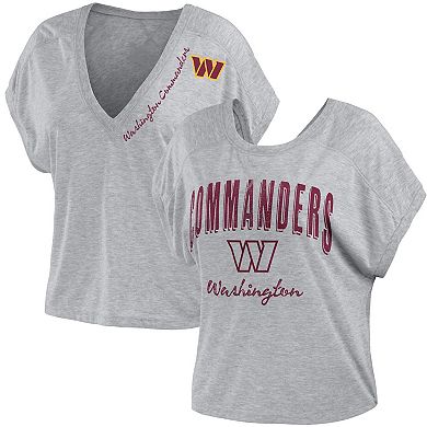 Women's WEAR by Erin Andrews Heather Gray Washington Commanders Reversible T-Shirt