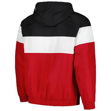 Men's New Era Red Cincinnati Reds Ripstop Raglan Quarter-Zip Hoodie Windbreaker Jacket