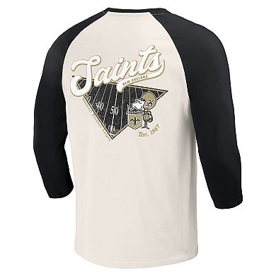 Men's Darius Rucker Collection by Fanatics Black/White New Orleans Saints Raglan 3/4 Sleeve T-Shirt