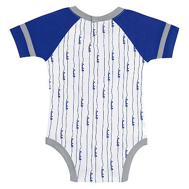 Newborn & Infant White Los Angeles Dodgers Base Hitter Bodysuit, Bib & Bootie Set