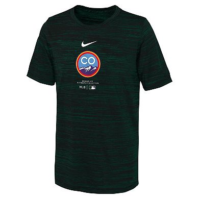 Youth Nike Green Colorado Rockies City Connect Practice Graphic Performance T-Shirt