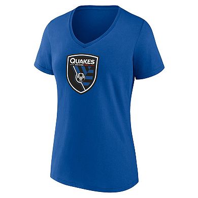 Women's Fanatics Branded Blue San Jose Earthquakes Logo V-Neck T-Shirt