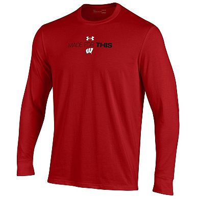 Unisex Under Armour  Red Wisconsin Badgers 2024 On-Court Bench Unity Performance Long Sleeve T-Shirt